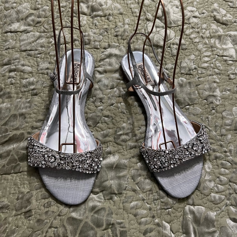 Badgley Mischka Glittering Silver Sandals